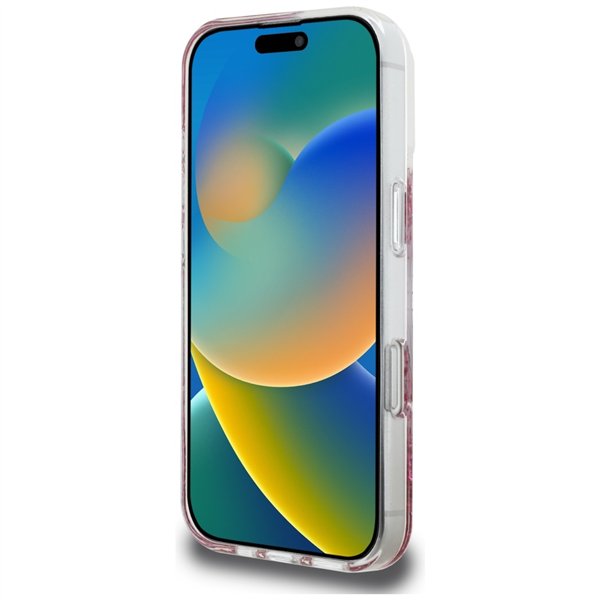 Guess HC Resin Bottom Glitter case for iPhone 16 Pro MagSafe pink