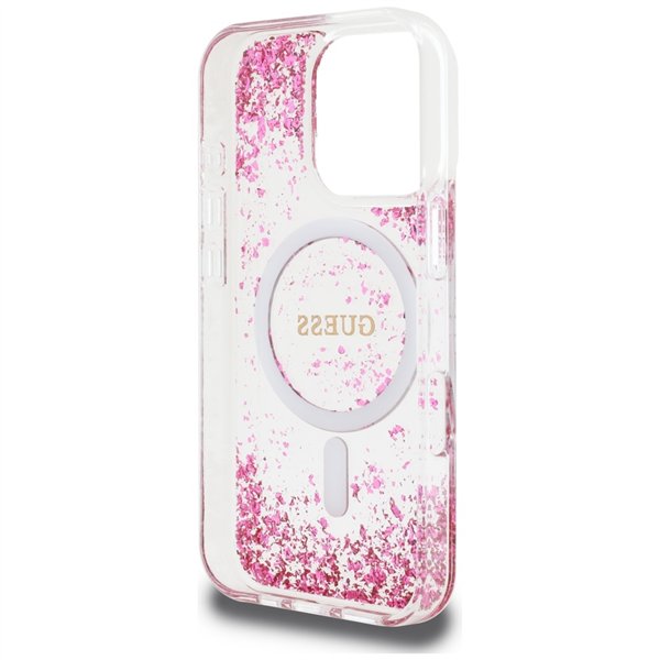 Guess HC Resin Bottom Glitter case for iPhone 16 Pro Max MagSafe pink