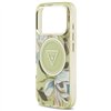 Guess IML Glitter Flowers Triangle MagSafe case for iPhone 17 Pro Max green