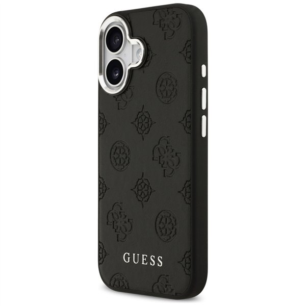 Guess Peony Hot Stamp Script MagSafe case for iPhone 17 black