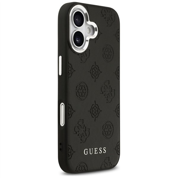 Guess Peony Hot Stamp Script MagSafe case for iPhone 17 black