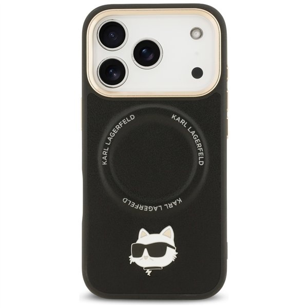 Karl Lagerfeld Big Strap Choupette Metal Logo MagSafe case for iPhone 17 Pro black