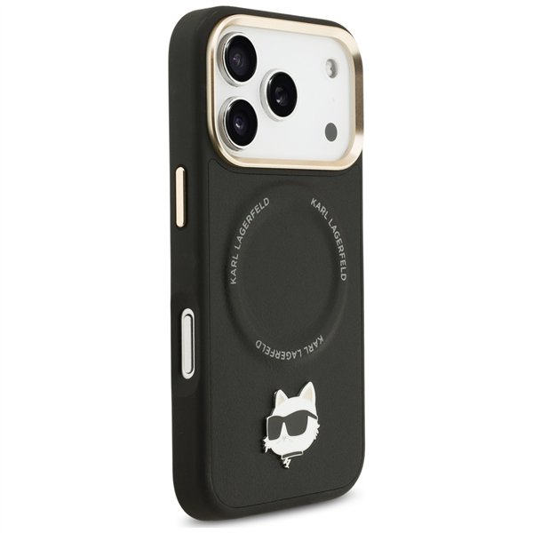Karl Lagerfeld Big Strap Choupette Metal Logo MagSafe case for iPhone 17 Pro black