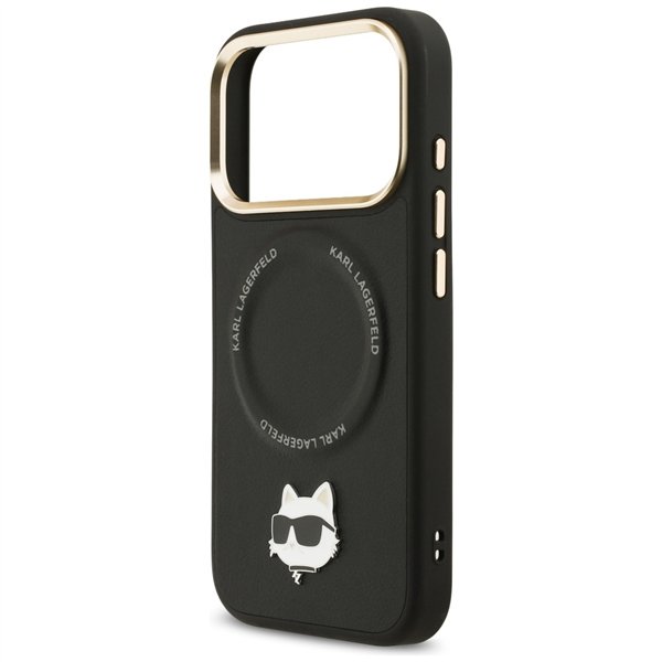 Karl Lagerfeld Big Strap Choupette Metal Logo MagSafe case for iPhone 17 Pro black