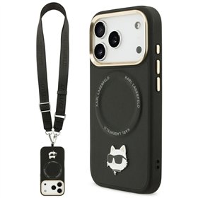 Karl Lagerfeld Big Strap Choupette Metal Logo MagSafe case for iPhone 17 Pro Max black