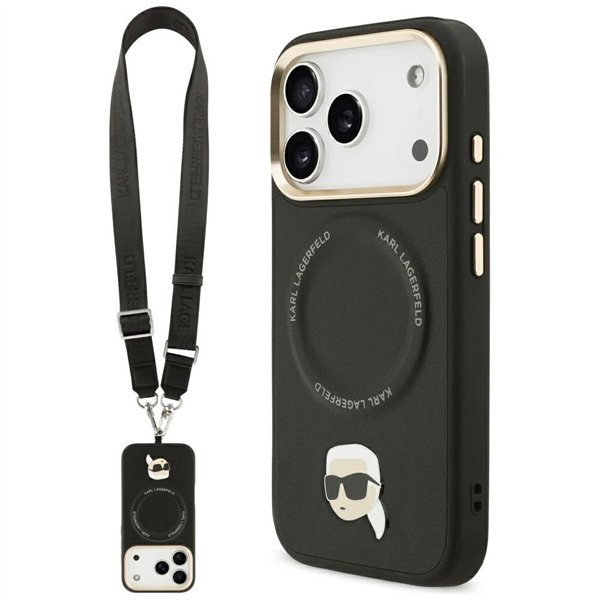 Karl Lagerfeld Big Strap Karl Metal Logo MagSafe case for iPhone 17 Pro Max black