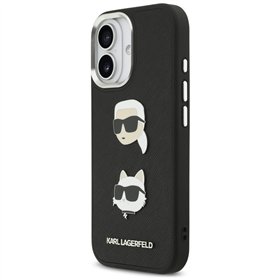 Karl Lagerfeld FW Grained Karl & Choupette Heads Pins & Logo case for iPhone 17 black