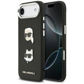 Karl Lagerfeld FW Grained Karl & Choupette Heads Pins & Logo case for iPhone Air black