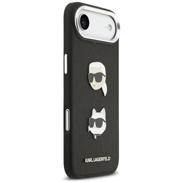 Karl Lagerfeld FW Grained Karl & Choupette Heads Pins & Logo case for iPhone Air black