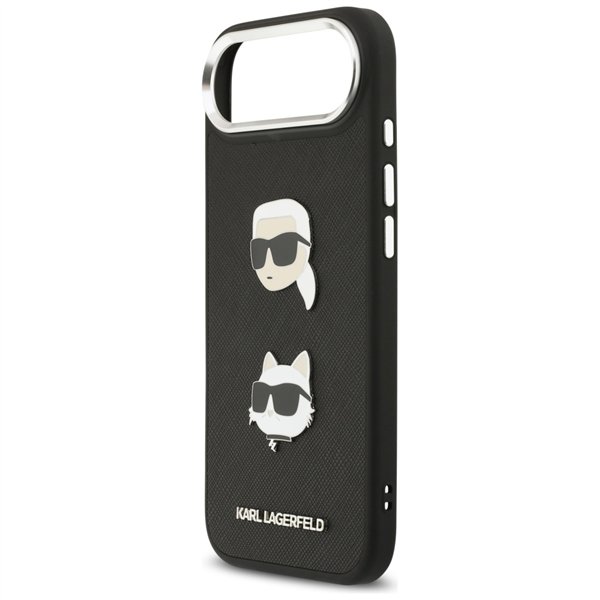 Karl Lagerfeld FW Grained Karl & Choupette Heads Pins & Logo case for iPhone Air black
