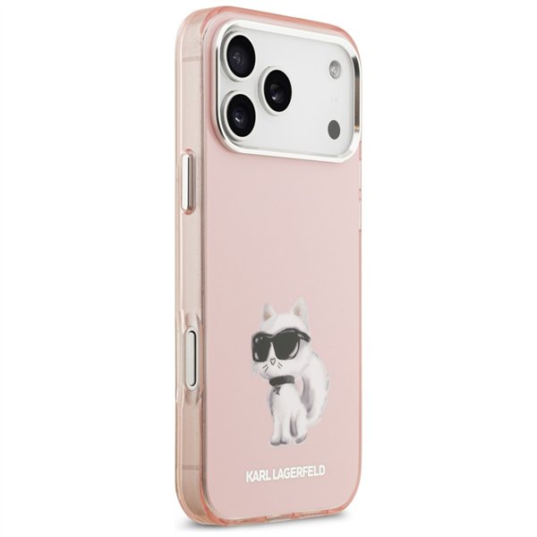 Karl Lagerfeld IML Aquarelle Choupette & Logo MagSafe case for iPhone 17 Pro pink