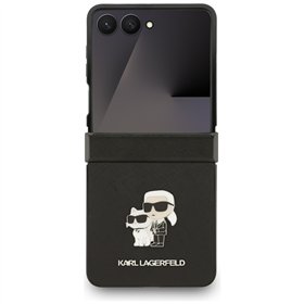 Karl Lagerfeld Saffiano Karl&Choupette Pin case for Samsung Galaxy Z Flip7 black