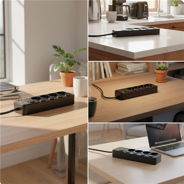 Huslog Power strip with 5 switches