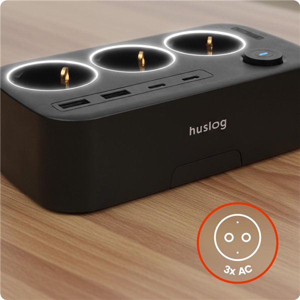 Huslog Power strip with phone holder HUS1056