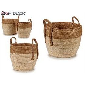 Set of Baskets Brown Natural Natural brown Straw