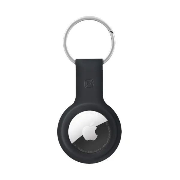Crong Silicone Case with Key Ring – Protective keychain case for Apple AirTag 1/2 (black)