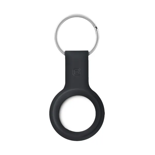 Crong Silicone Case with Key Ring – Protective keychain case for Apple AirTag 1/2 (black)
