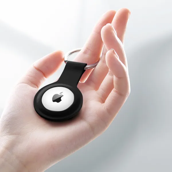 Crong Silicone Case with Key Ring – Protective keychain case for Apple AirTag 1/2 (black)