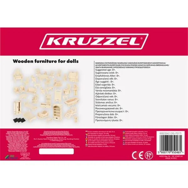 Koka leļļu mēbeļu komplekts 34 daļas 23542