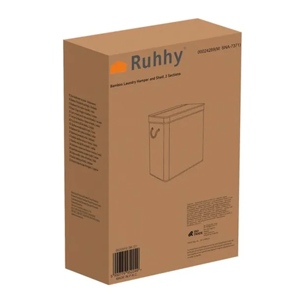 Bamboo laundry basket - two-chamber Ruhhy 24269