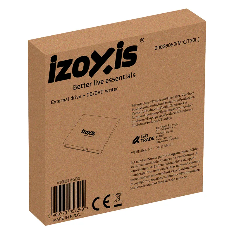 Ulkoinen asema + CD/DVD-poltin Izoxis 26083