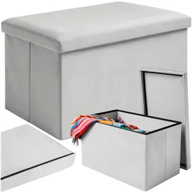 Gray velvet pouf 60x30x30 cm Ruhhy 25994