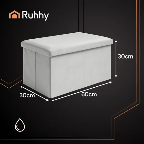 Пуф из серого бархата 60x30x30 см Ruhhy 25994