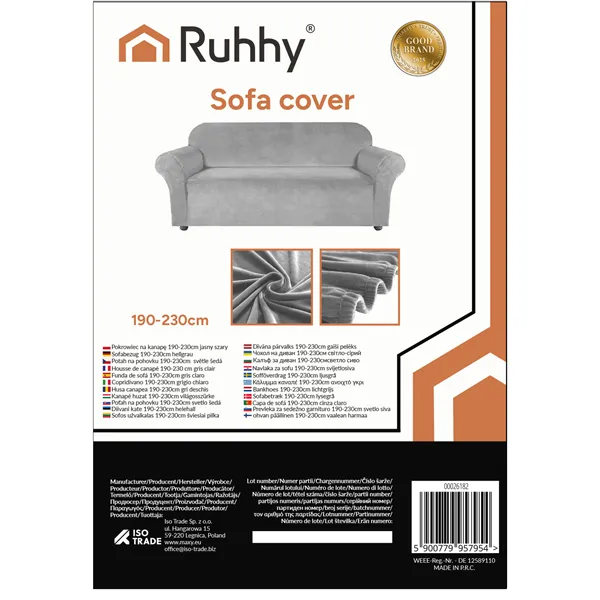 Ruhhy 26182 sofa cover 190-230cm light gray