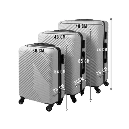 Набор чемоданов 3 в 1 - серый Trizand 26662