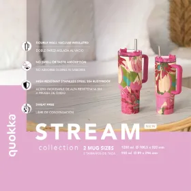 Quokka Stream - Stainless Steel Thermal Mug 1200ml with Straw (Graphite)