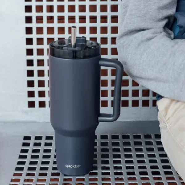 Quokka Stream - Stainless Steel Thermal Mug 1200ml with Straw (Graphite)