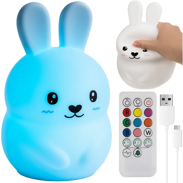 RGB night lamp with remote control - rabbit Izoxis 26204