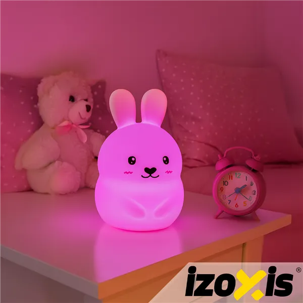 RGB night lamp with remote control - rabbit Izoxis 26204