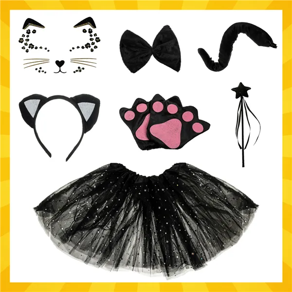7-piece cat costume - black Kruzzel 26745