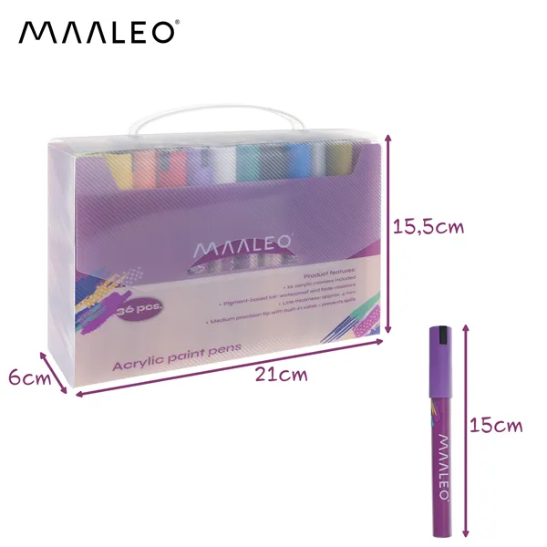 Akriliniai žymekliai – 36 vnt. rinkinys Maaleo 25813