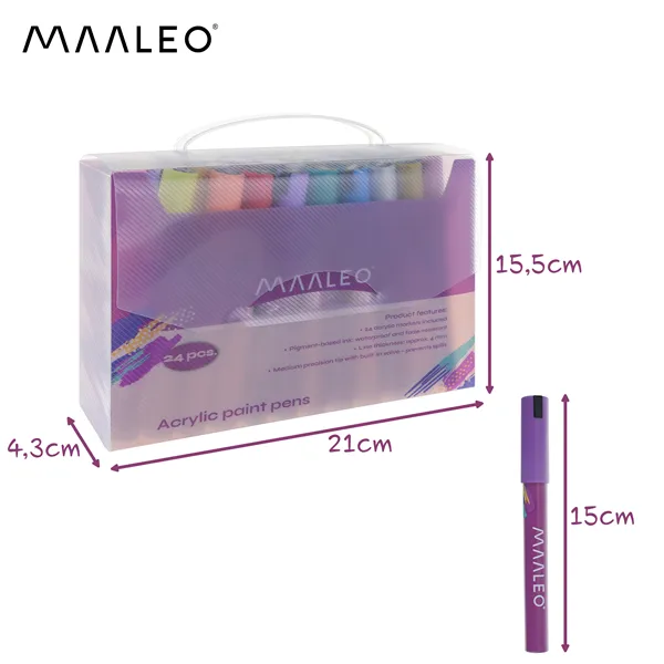 Akriliniai žymekliai - 24 vnt. rinkinys Maaleo 25790