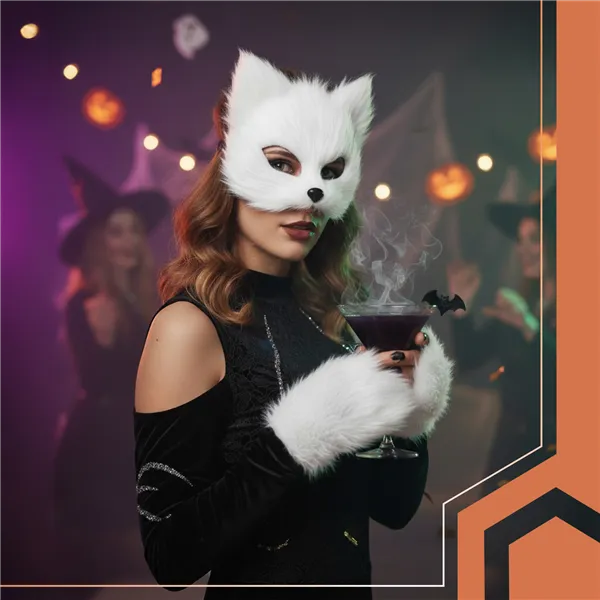 4-piece cat/fox costume, white, Ruhhy 26249