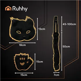 4-piece cat/fox costume, black, Ruhhy 26248