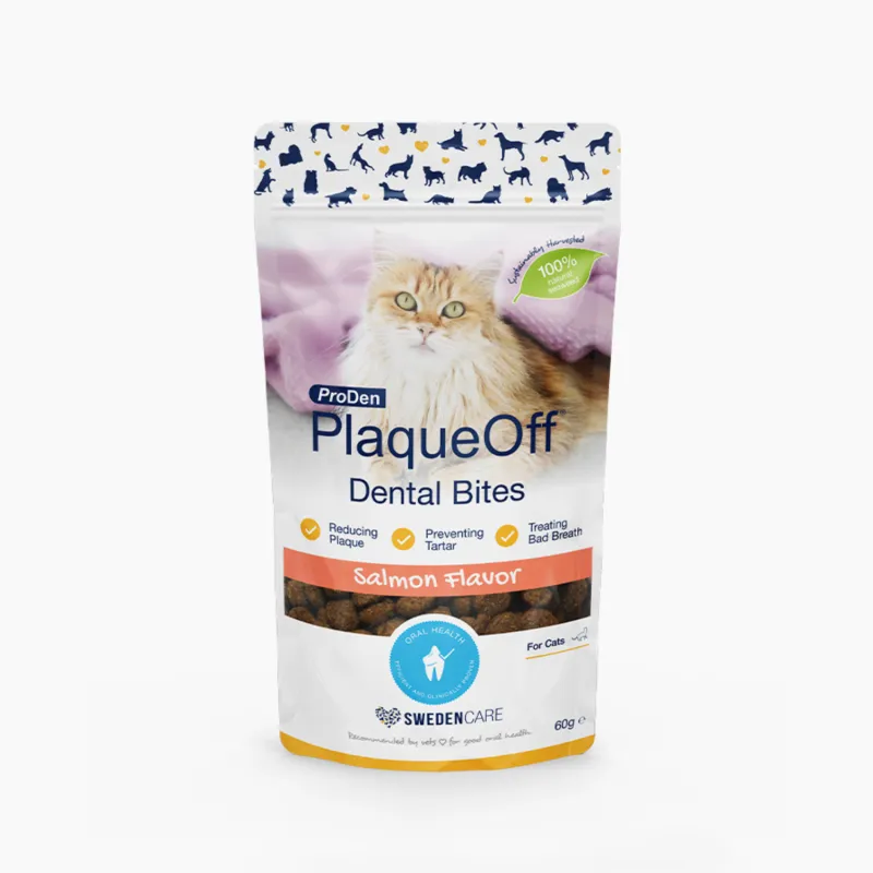 PlaqueOff Dental Bites 60g lõhega hammaste puhastamise maius kassidele