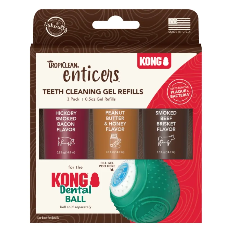 KONG hammaste puhastusgeeli komplekt Enticers TropiClean 3 tk