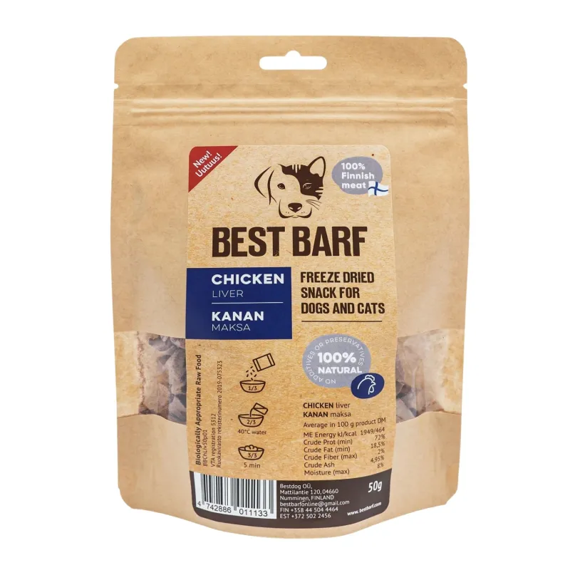 Best Barf külmkuivatatud maius kana maks 100g