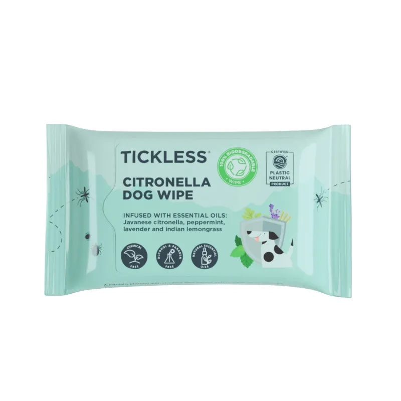 Tickless putukatõrjelapid koertele Citronella Dog Wipe