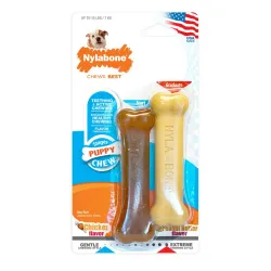Nylabone kutsikale kana ja maapähklivõiga Puppy Bone Twin Pack XS