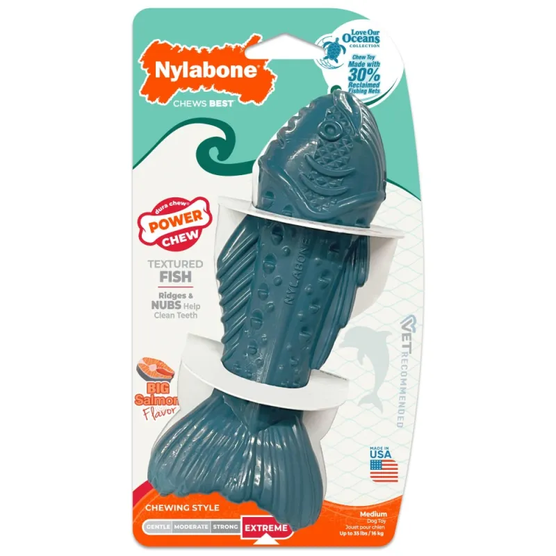 Nylabone närimismänguasi lõhega Power Chew Ocean Nylon Textured Fish Salmon  M