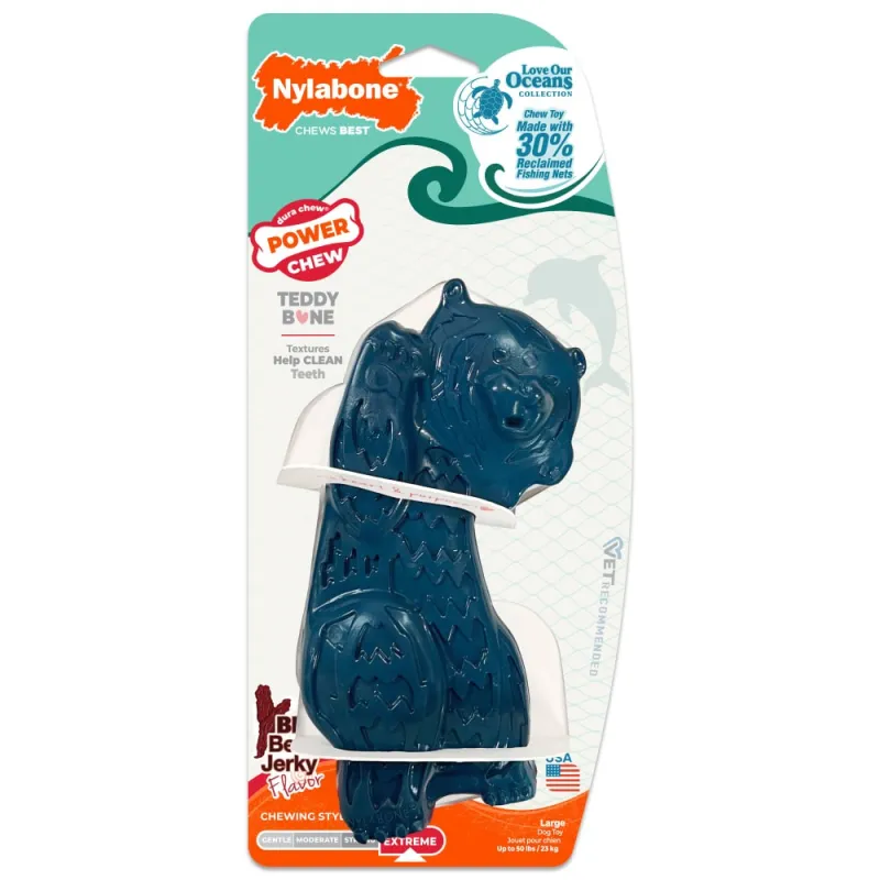 Nylabone närimismänguasi veisemaitseline Power Chew Ocean Nylon Teddy Bear Bone Beef Jerky L