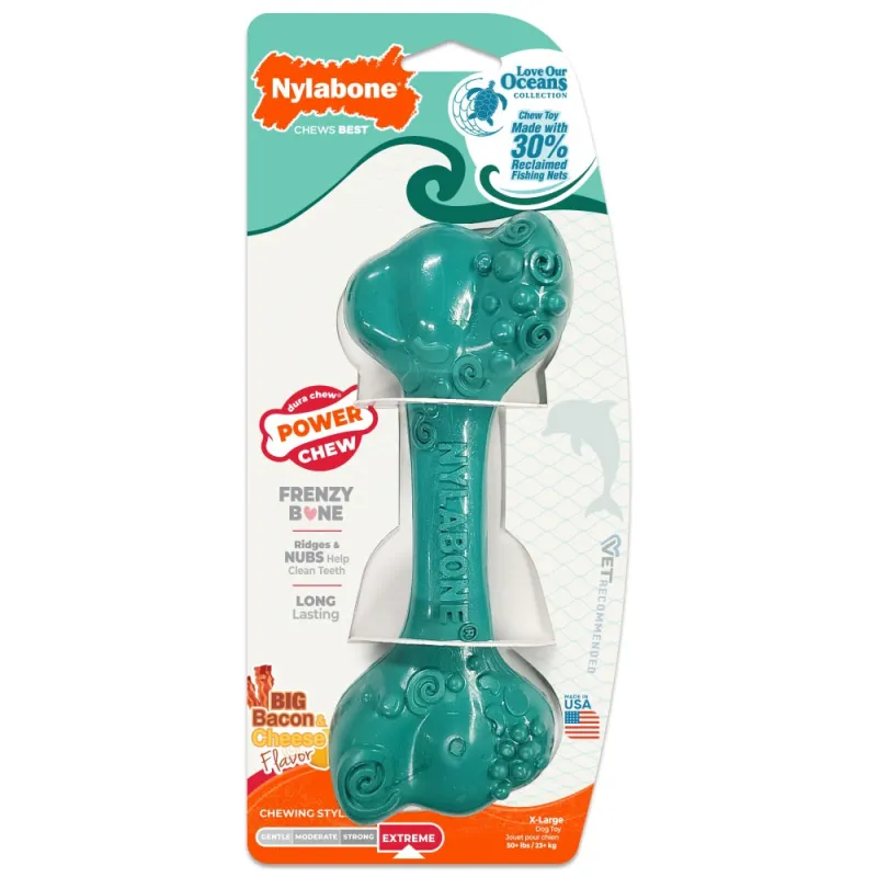Nylabone närimise mänguasi peekoni ja juustuga Power Chew Ocean Nylon Frenzy Bone Bacon & Cheese XL