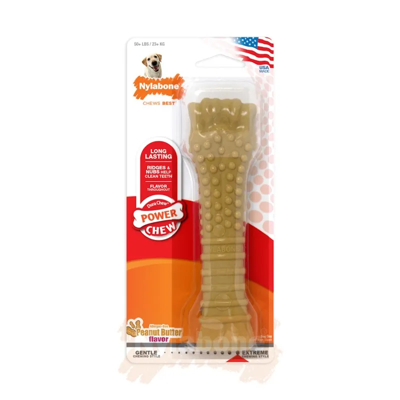 Nylabone tekstuurne närimiskont Power Chew Bone Peanut Butter