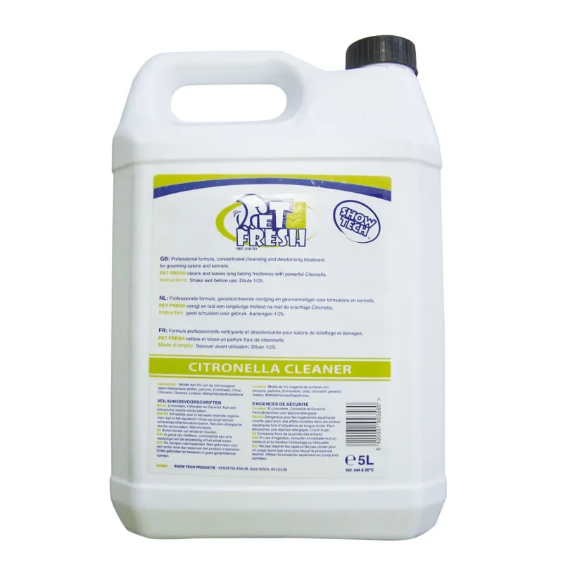 Show Tech pindade deso- ja puhastusvahend sidrunheinaga Pet-Fresh Citronella Cleaner 5 L