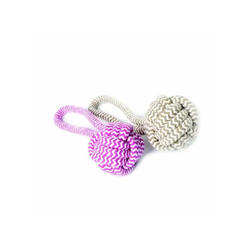 Dingo beež treeningpall Cord Dog Toy Ball + Handle Beige