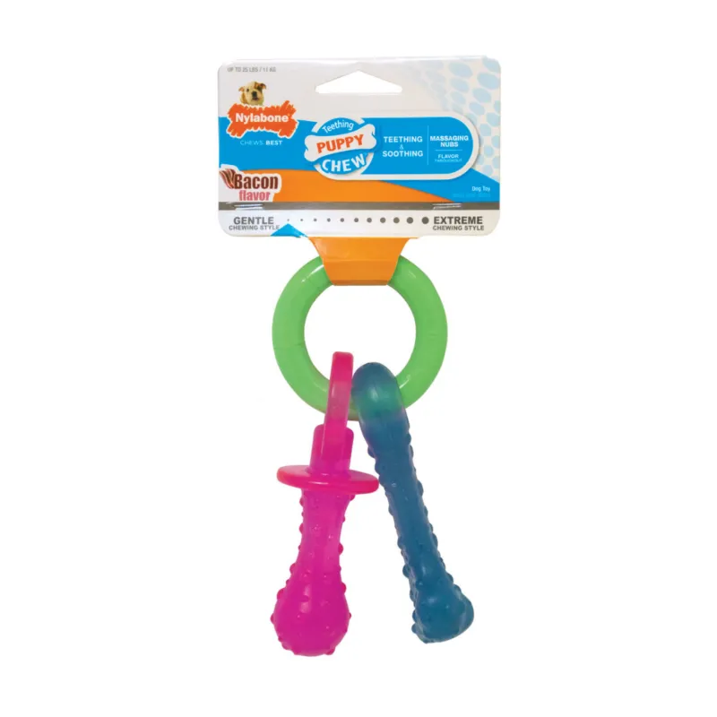 Nylabone kutsikate närimismänguasi Puppy Chew Teething Keys Bacon